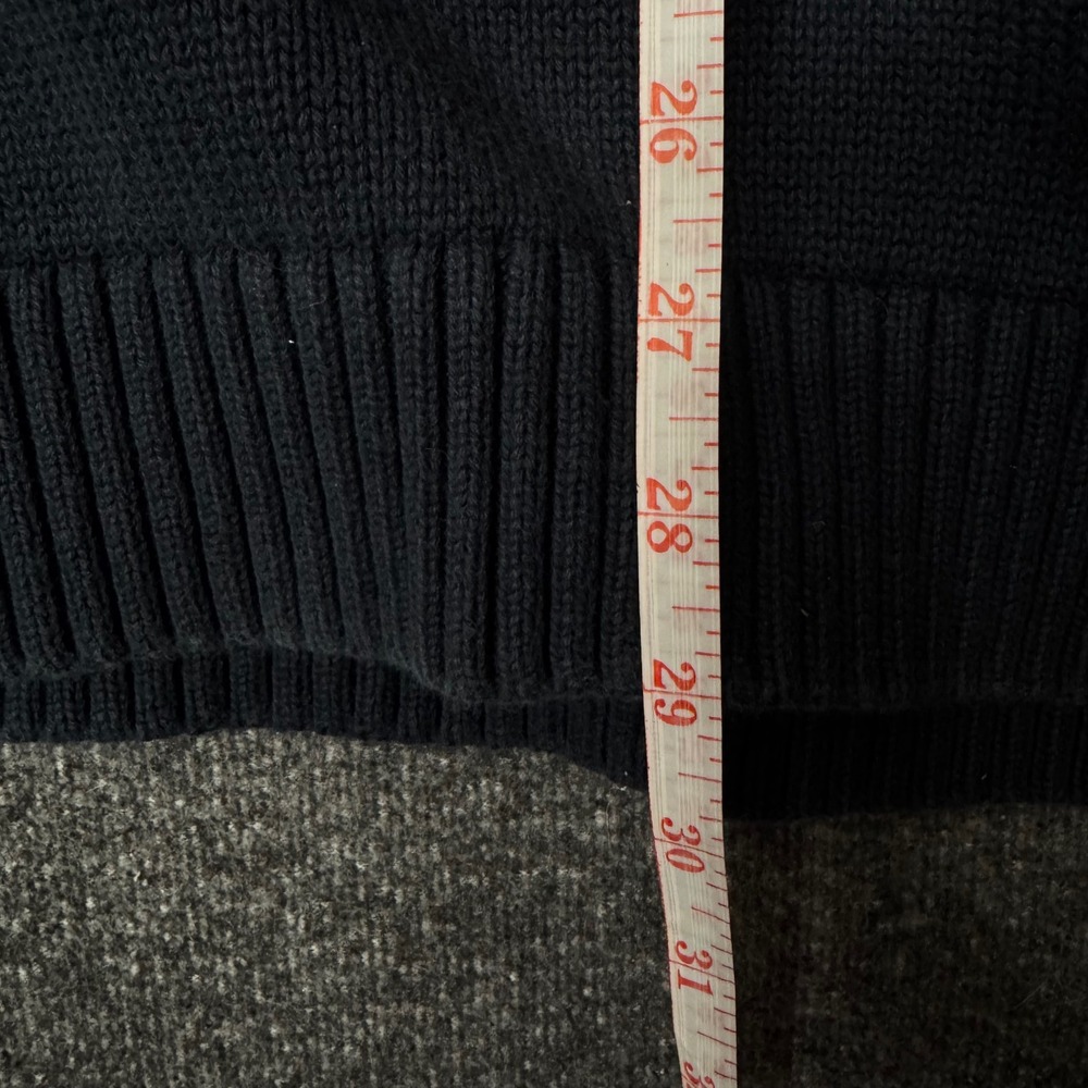 LL Bean Mens 1/4 Zip Knit Pullover Cotton Sweater L Tall Blue Nautical Preppy - Picture 6 of 7